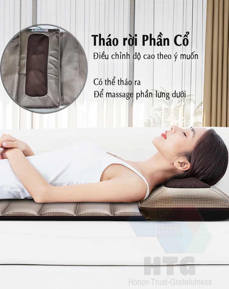 nó có thể tháo rời một cách dễ dàng, sử dụng vào các mục đích massage khác như, massage lưng dưới khi ngồi, massage bụng... Và có thể điều chỉnh phù hợp với chiều cao của người dùng.