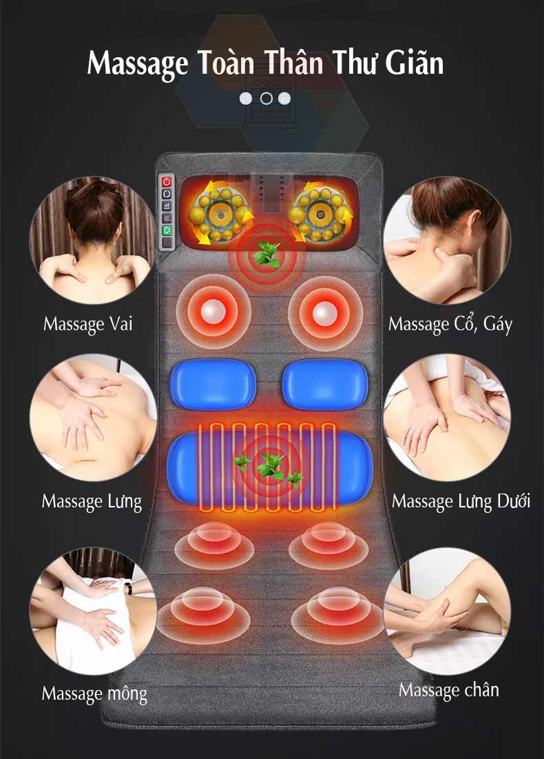 Nệm massage toàn thân Leerkang LEK918F Hàng Chính Hãng