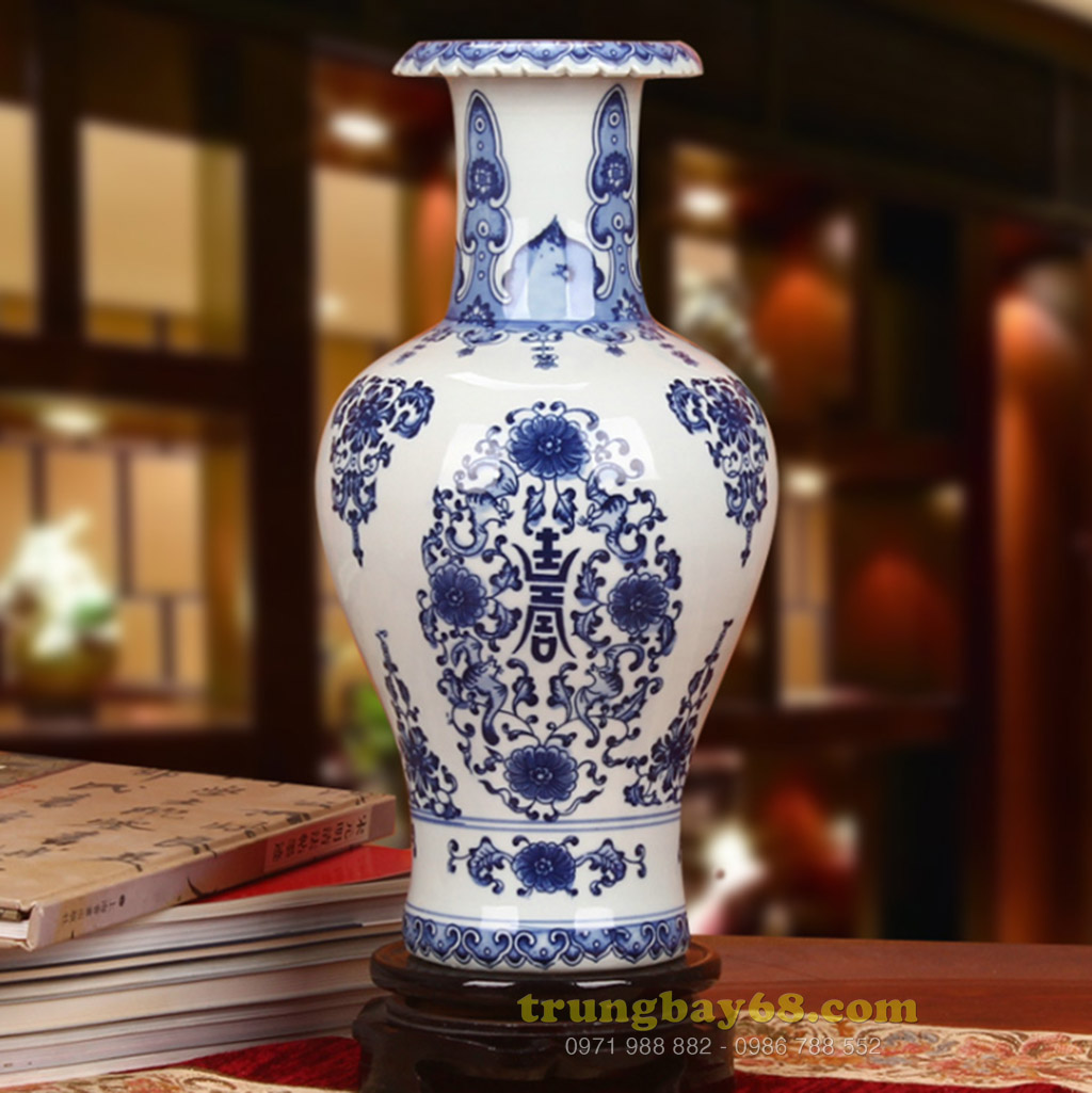 Bình gốm sứ cảnh đức - giang tây trang trí phong thủy văn phòng, phòng khách tb-130