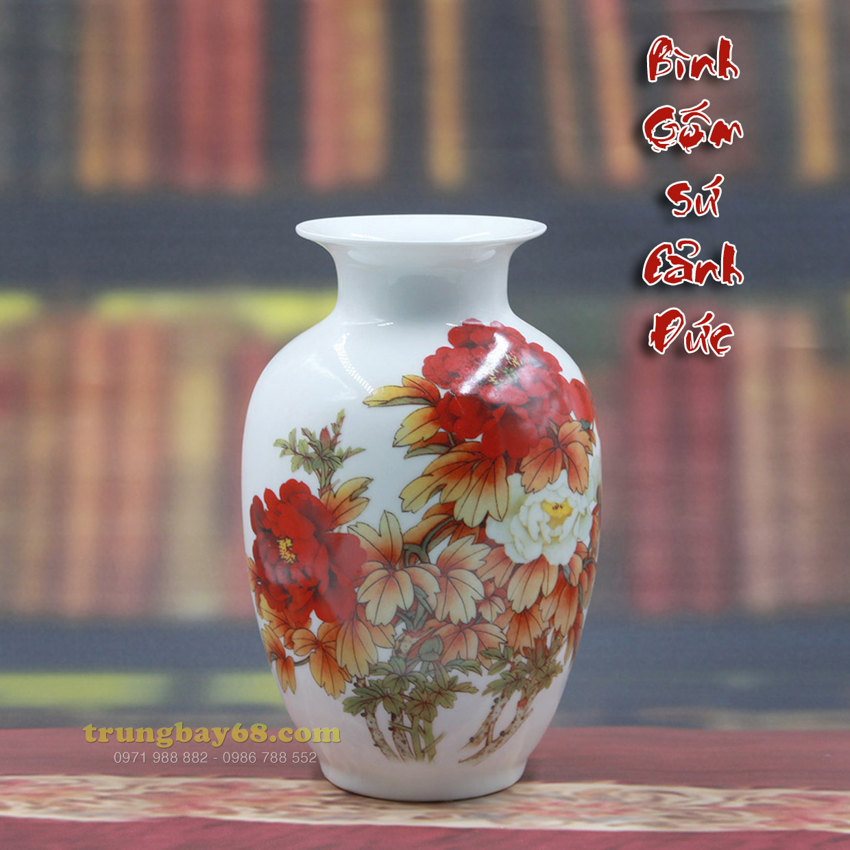 Bình hoa gốm sứ Cảnh Đức - Giang Tây, dùng trang trí cho ngôi nhà của bạn, MS ym-qh-04