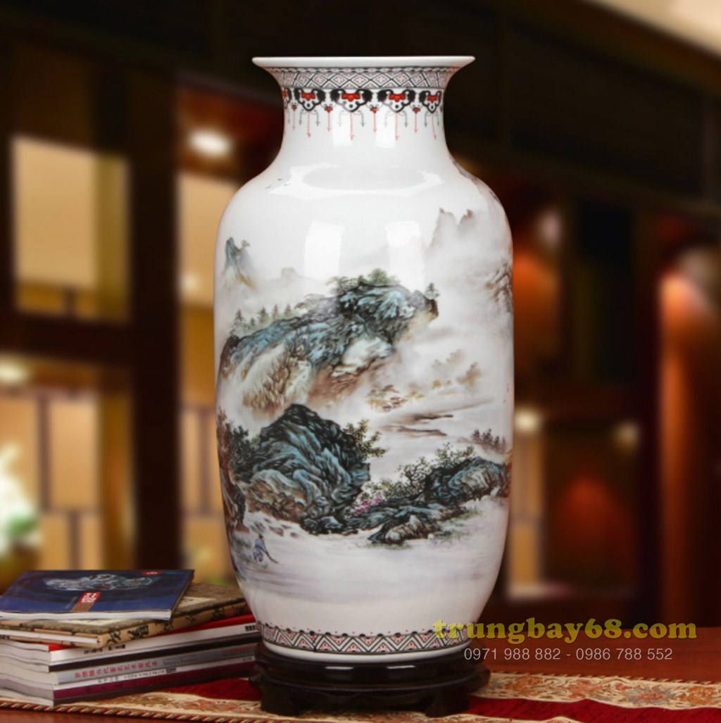 Bình gốm sứ cảnh đức - giang tây trang trí phong thủy văn phòng, phòng khách BPT-021