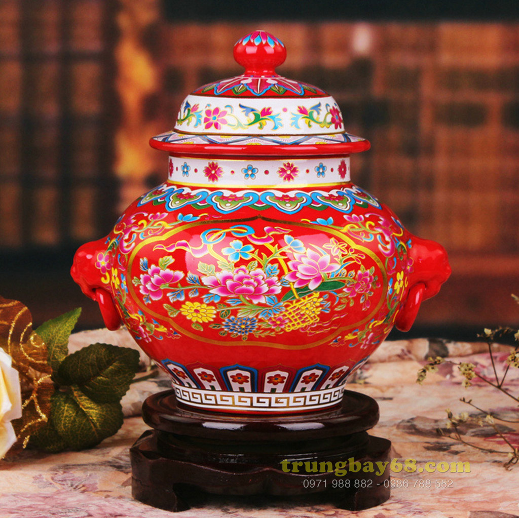 Bình gốm sứ cảnh đức - giang tây trang trí phong thủy văn phòng, phòng khách tb-135