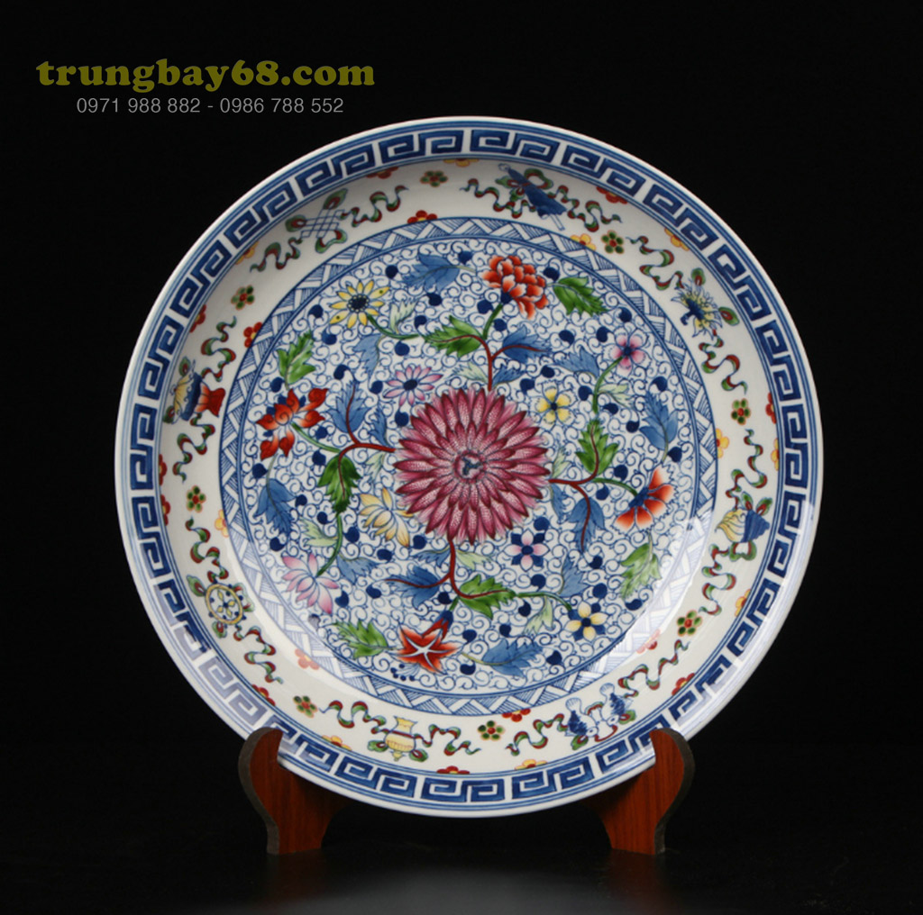 Dĩa họa tiết cổ trang trí phong thủy văn phòng phòng khách DC-05