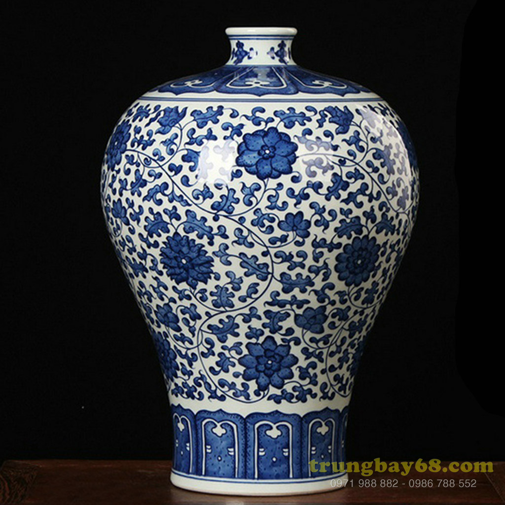 Bình gốm sứ cảnh đức - giang tây họa tiết cổ trang trí phong thủy văn phòng, phòng khách BC-55