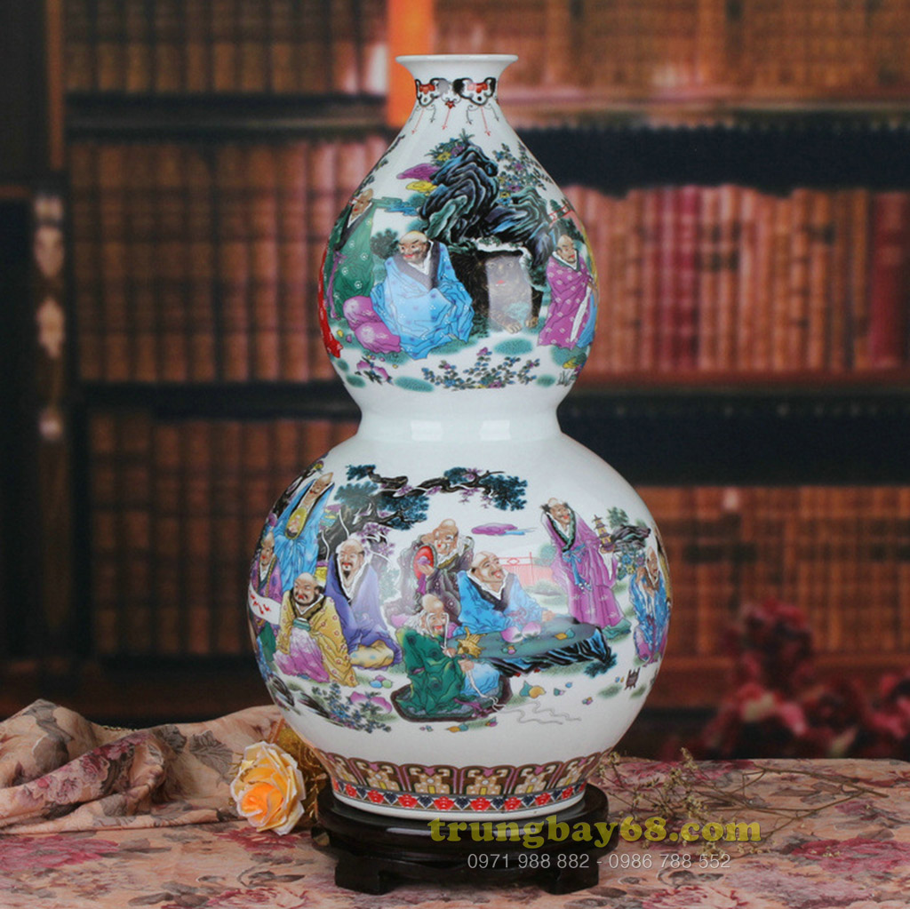 Bình hồ lô gốm sứ Cảnh đức - Giang tây trang trí văn phòng phòng khách BPT-029