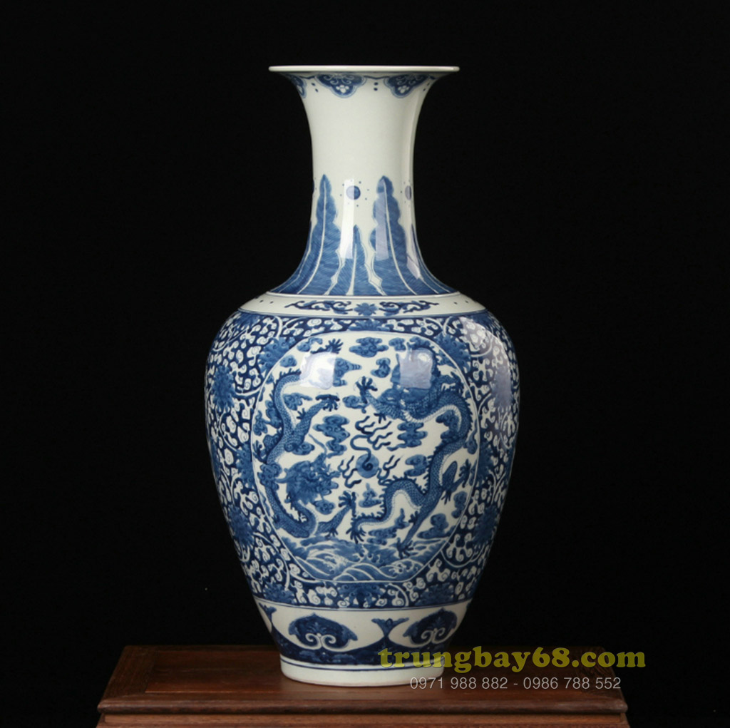 Bình gốm sứ cảnh đức - giang tây họa tiết cổ trang trí phong thủy văn phòng, phòng khách BC-56