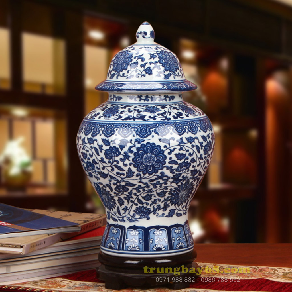 Bình gốm sứ cảnh đức - giang tây trang trí phong thủy văn phòng, phòng khách tb-128