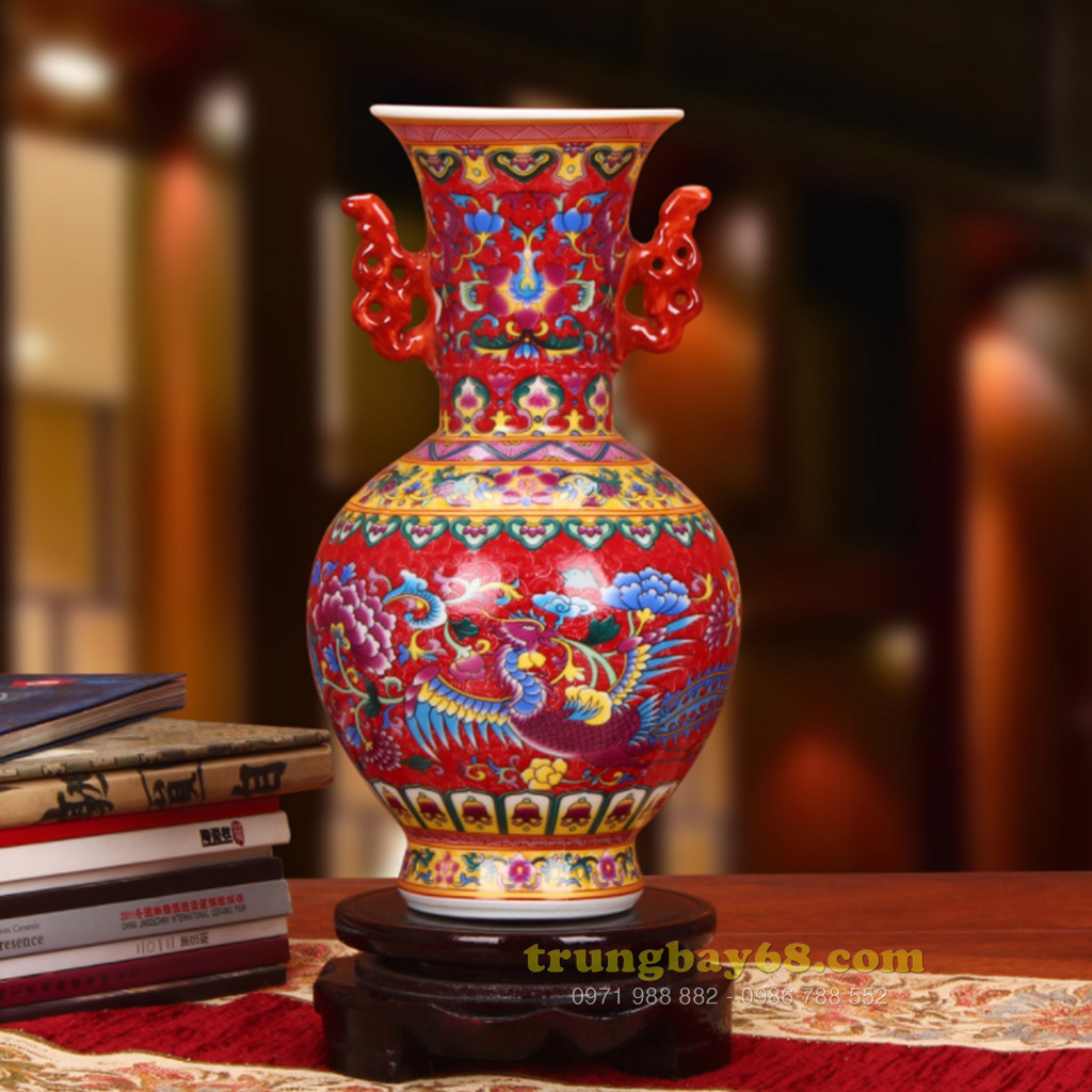 Bình gốm sứ cảnh đức - giang tây trang trí phong thủy văn phòng, phòng khách tb-037