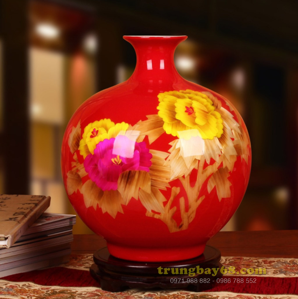 Bình gốm sứ cảnh đức - giang tây trang trí phong thủy văn phòng, phòng khách tb-169