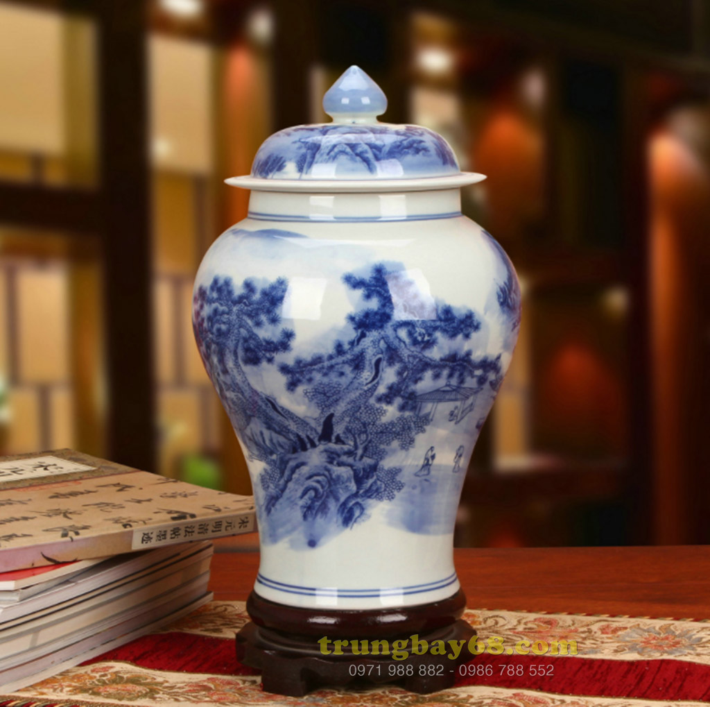 Bình gốm sứ cảnh đức - giang tây trang trí phong thủy văn phòng, phòng khách tb-195