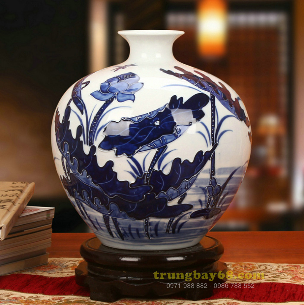 Bình gốm sứ cảnh đức - giang tây trang trí phong thủy văn phòng, phòng khách tb-148