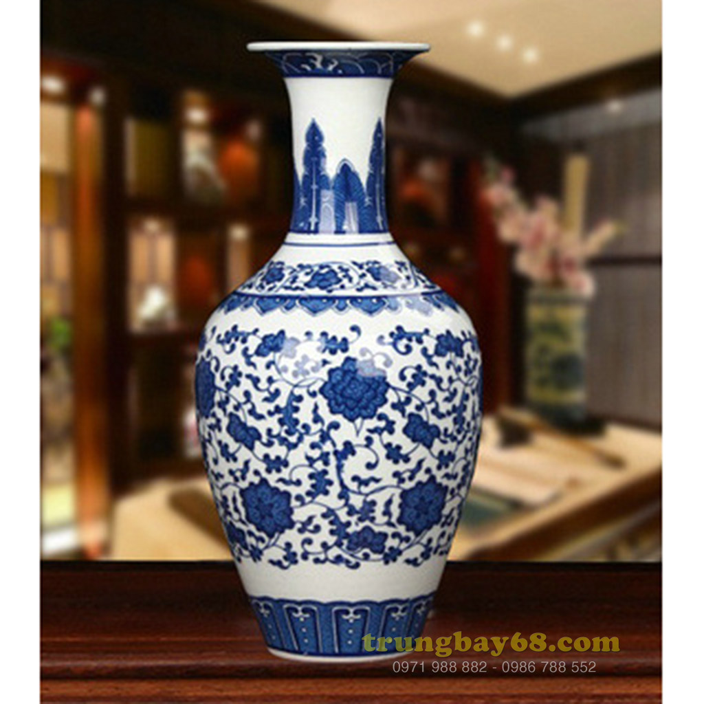 Bình gốm sứ cảnh đức - giang tây trang trí phong thủy văn phòng, phòng khách tb-010