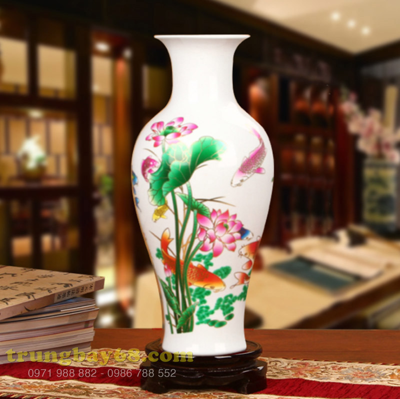 Bình hoa gốm sứ Cảnh Đức mầu trắng, dùng trang trí cho ngôi nhà của bạn, MS xzgh007