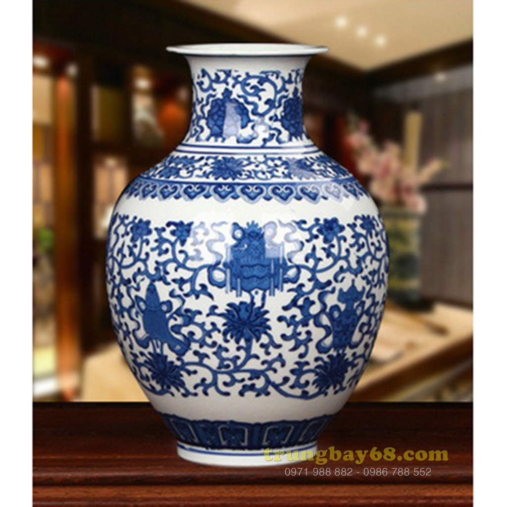Bình gốm sứ cảnh đức - giang tây trang trí phong thủy văn phòng, phòng khách tb-015