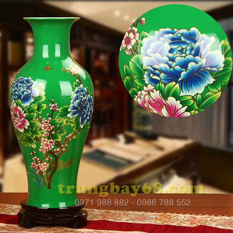 Bình hoa gốm sứ Cảnh Đức mầu xanh, dùng trang trí cho ngôi nhà của bạn, MS xzgh007