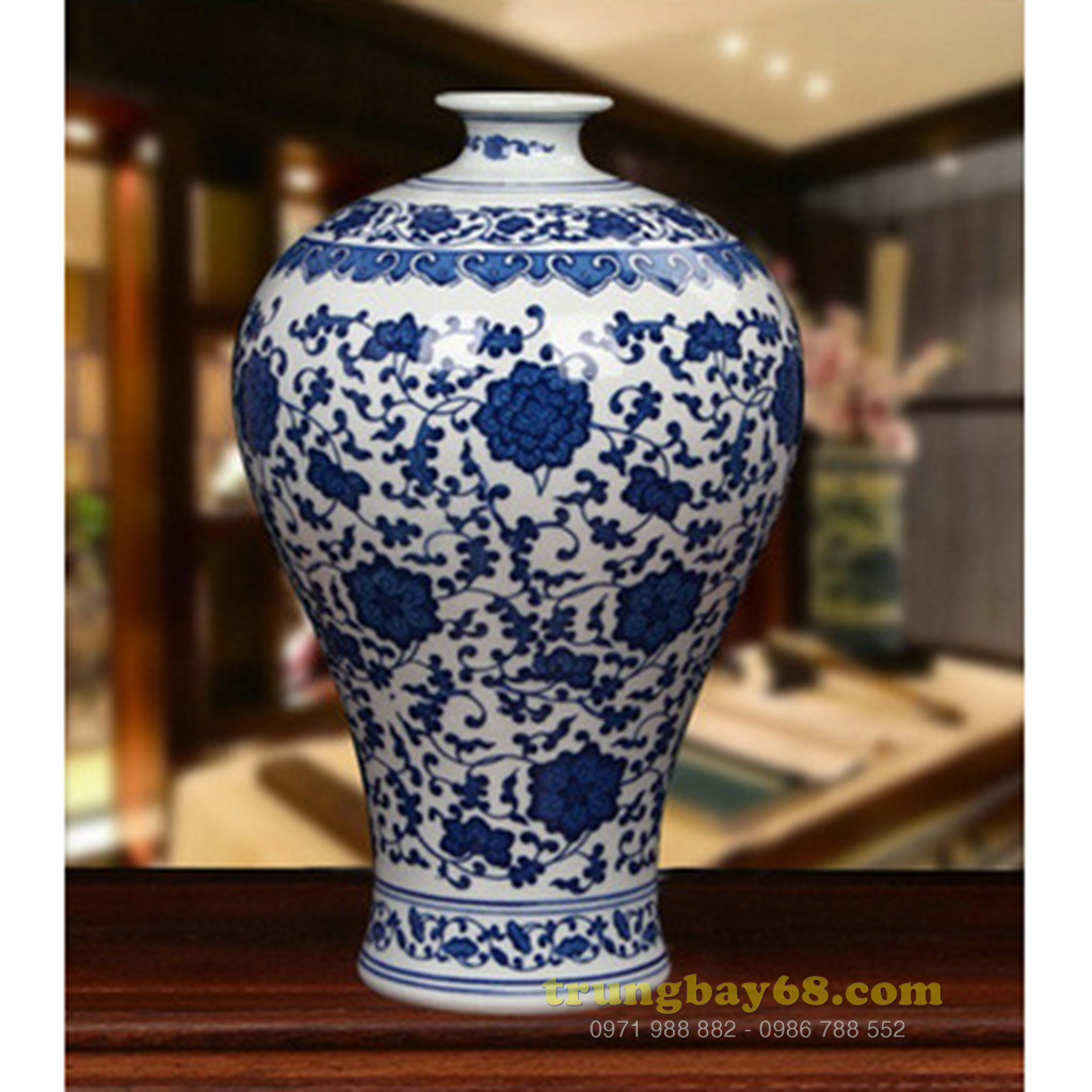 Bình gốm sứ cảnh đức - giang tây trang trí phong thủy văn phòng, phòng khách tb-003