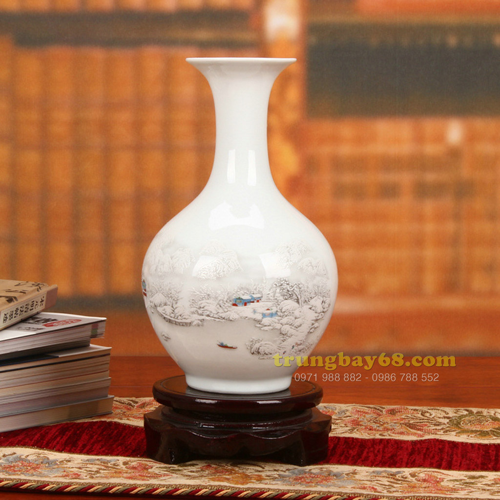 Bình gốm sứ cảnh đức - giang tây trang trí phong thủy văn phòng, phòng khách BPT-001
