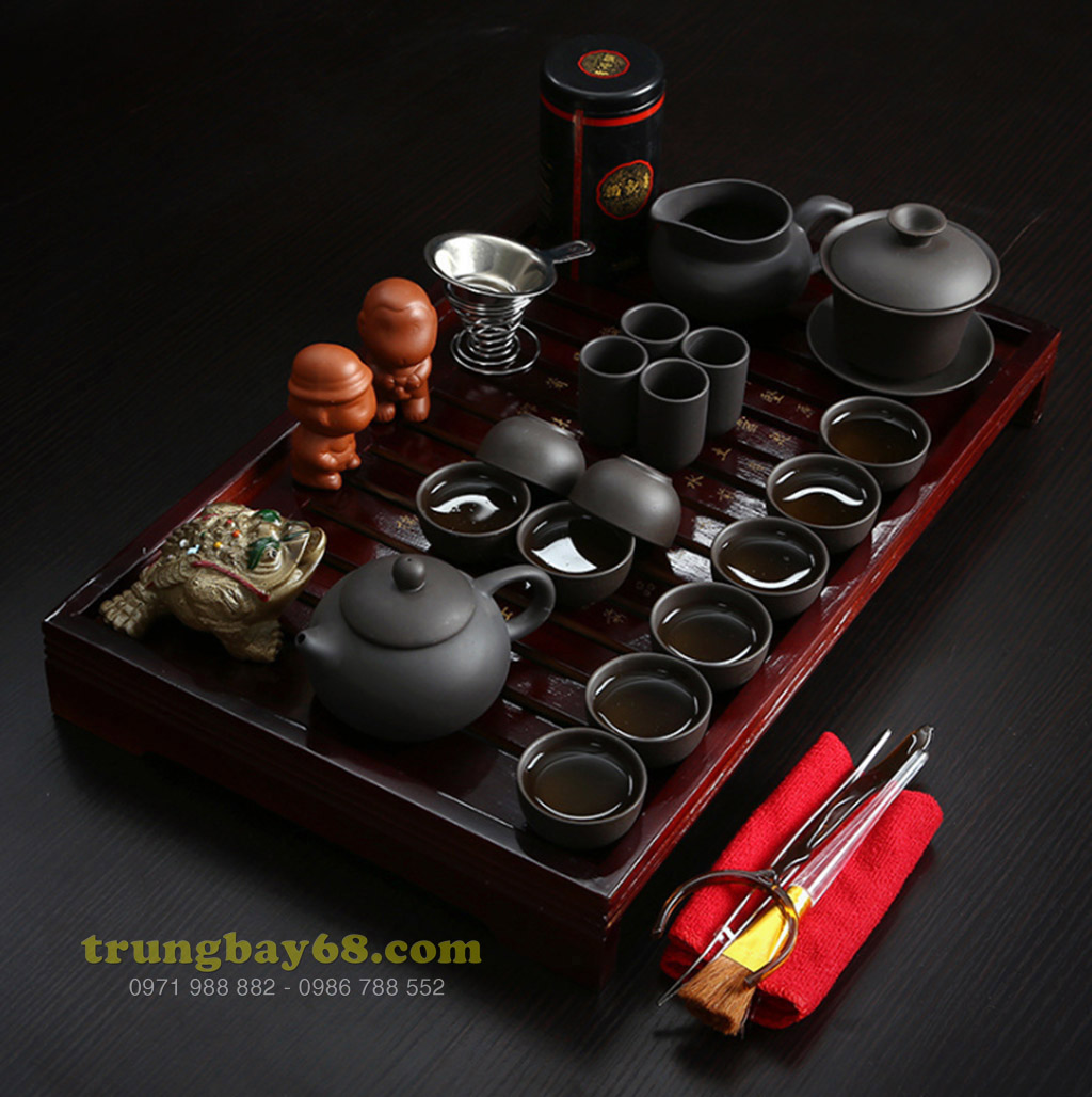 bộ ấm chén pha trà bao gồm cả khay gỗ sj0026