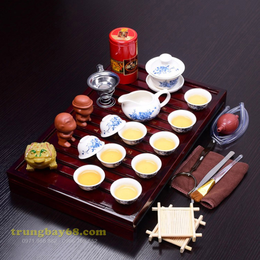 bộ ấm chén pha trà bao gồm cả khay gỗ ms4 sj0026