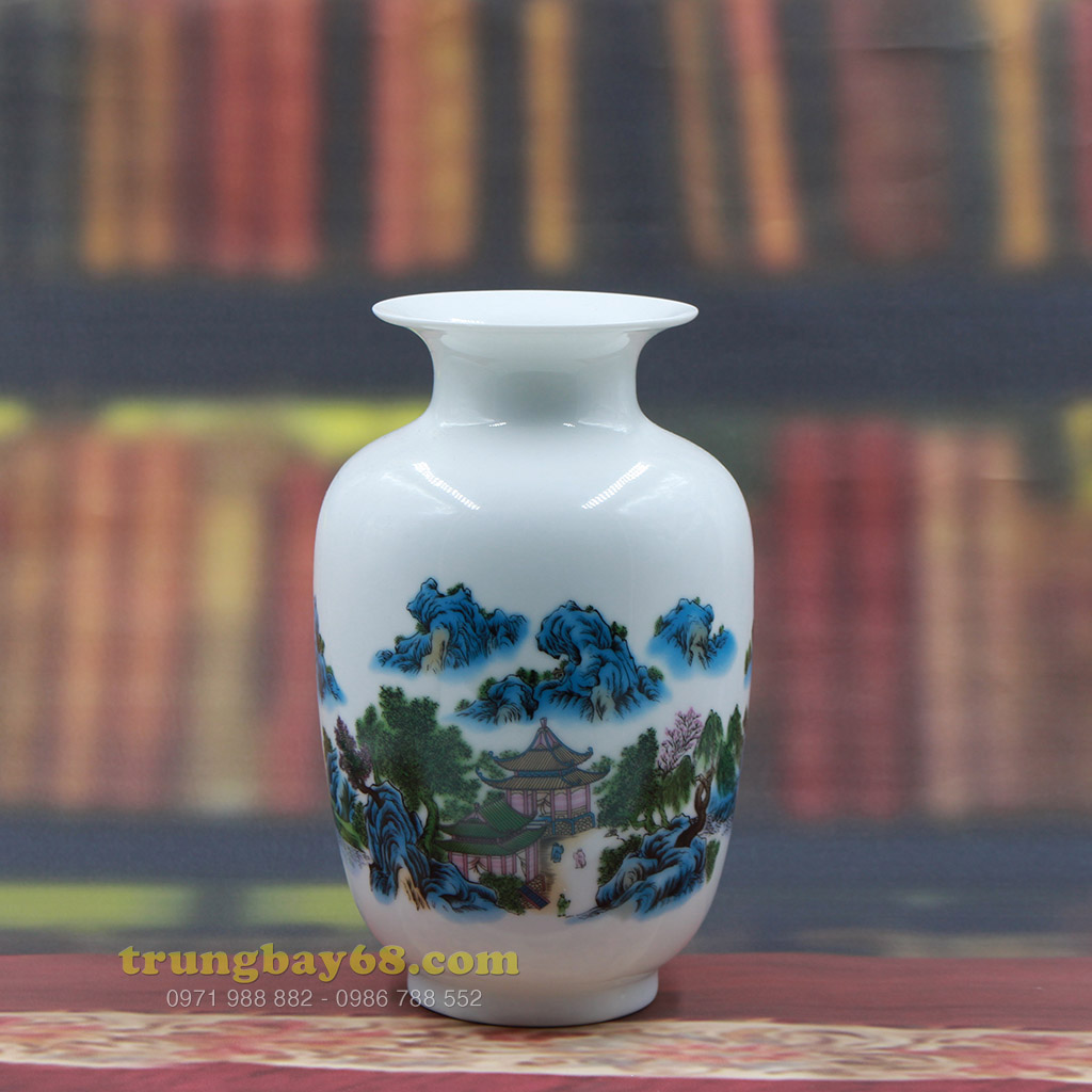 Bình hoa gốm sứ Cảnh Đức - Giang Tây, dùng trang trí cho ngôi nhà của bạn, MS4 ym-qh-04