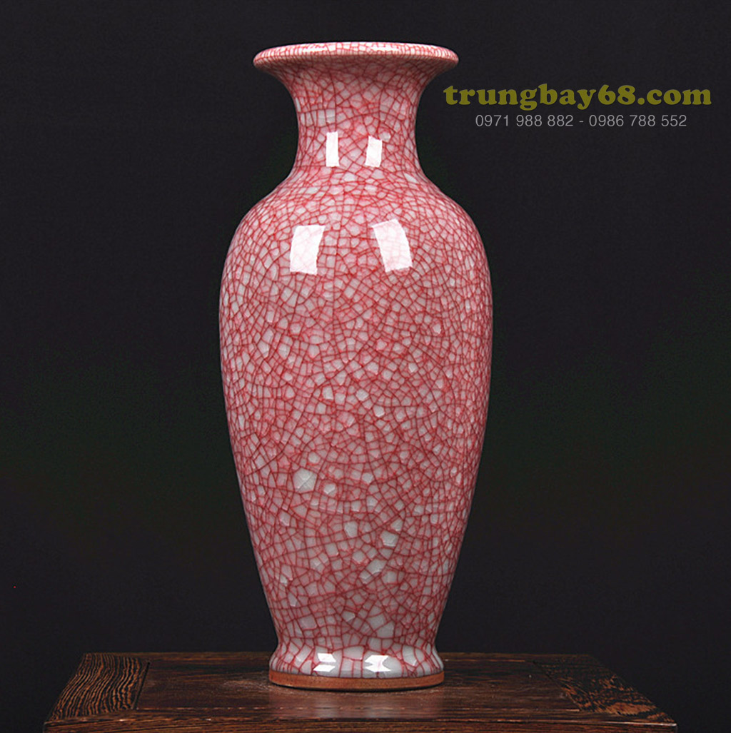 Bình hoa gốm sứ Cảnh Đức, men rạn kiểu đá vô cùng độc đáo và nổi bật, MS 5927487_2