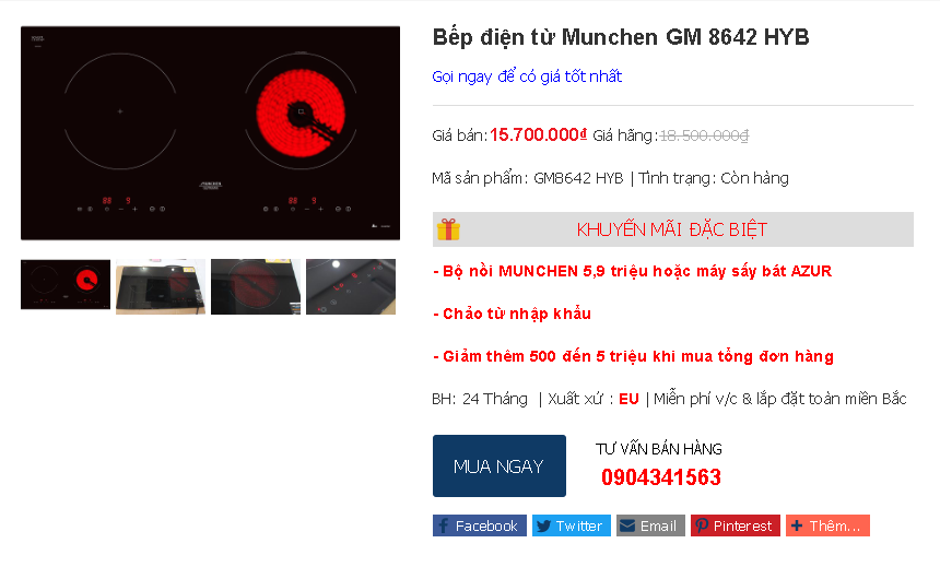 Giám giá đặc biệt bếp điện từ Munchen M569