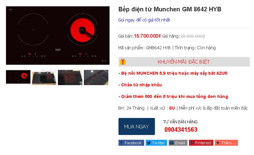 Giảm giá đặc biệt bếp điện từ Munchen GM 8642 HYB