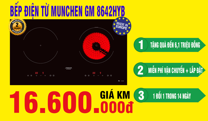 kHUYẾN MÃI BẾP ĐIỆN TỪ MUNCHEN GM 8642HYB