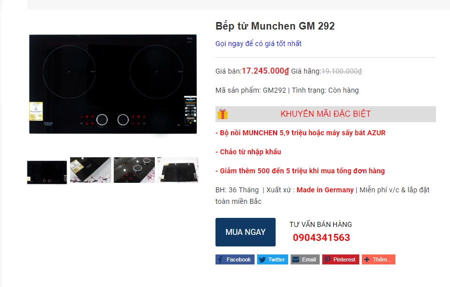 Bếp từ Munchen GM 292 hiện đại