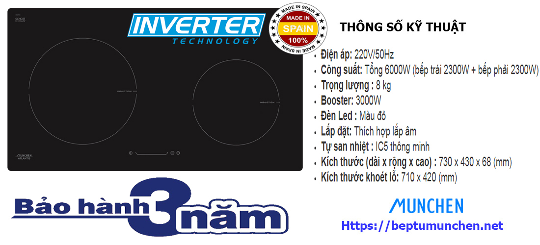 Thông số kỹ thuật bếp từ Munchen GM 6232