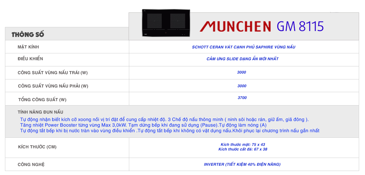 bếp từ munchen gm 8115