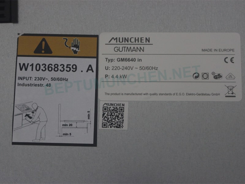 Bếp từ Munchen GM 6640IN đằng sau