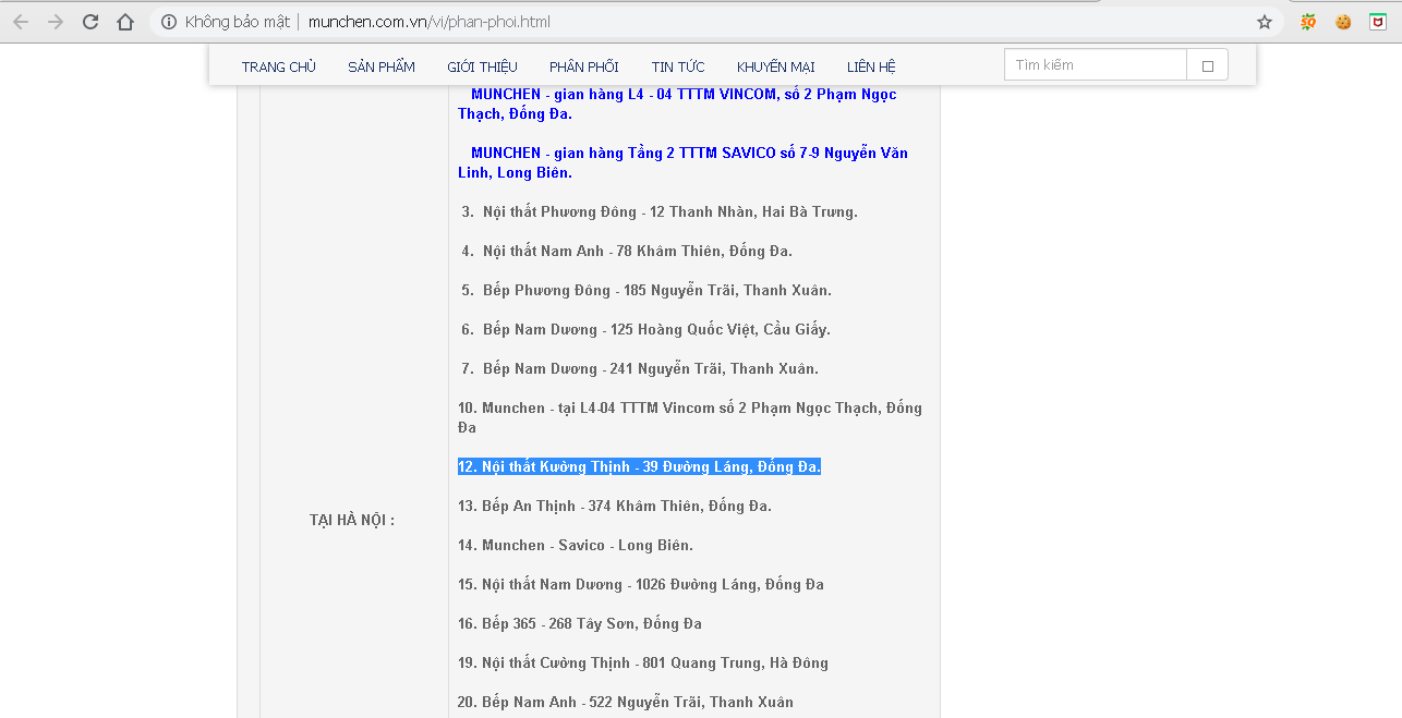 Danh sách ủy quyền chính hãng Munchen