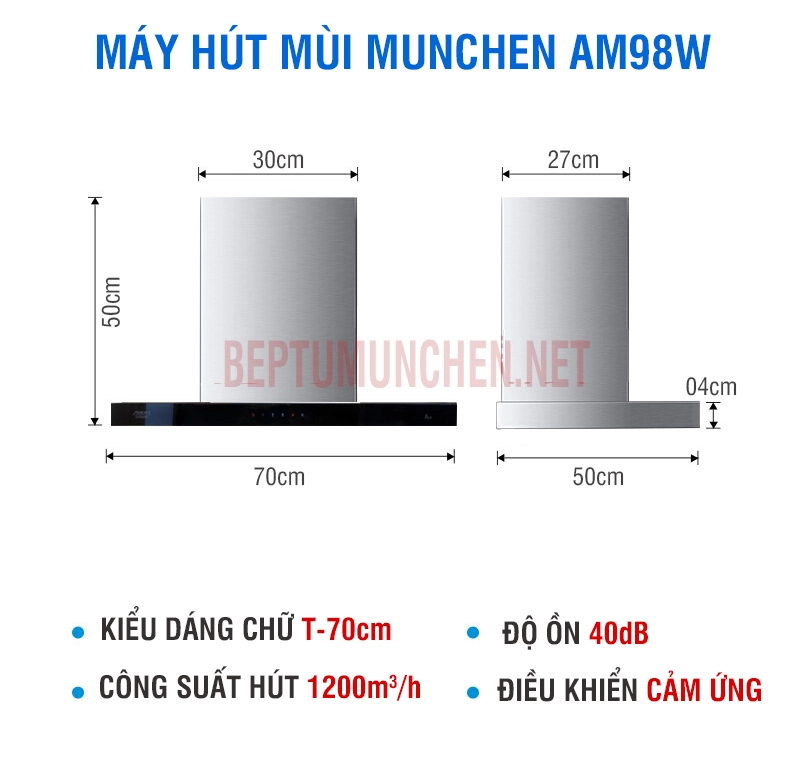 Thiết kế của máy hút mùi AM98W