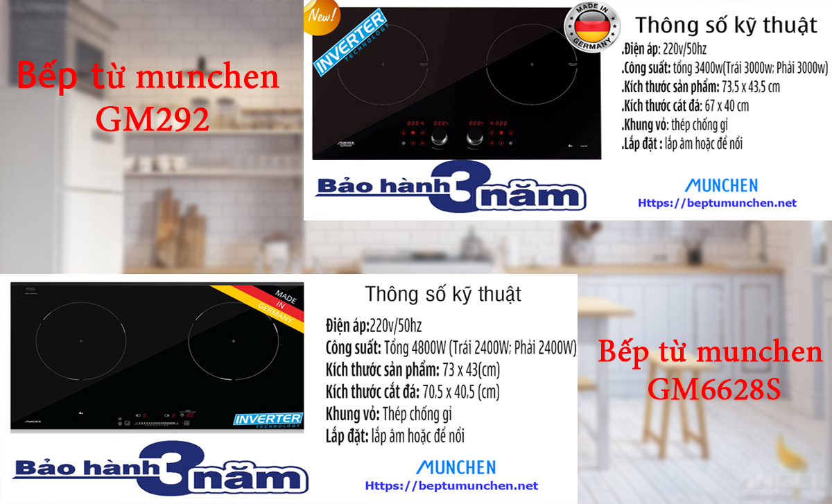 Bếp từ munchen GM292 với bếp từ munchen GM6628S