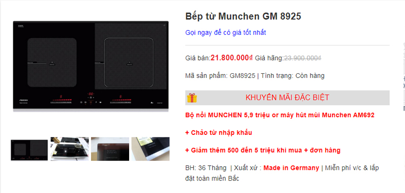 so sánh bếp từ munchen gm 8925 và munchen gm 2285