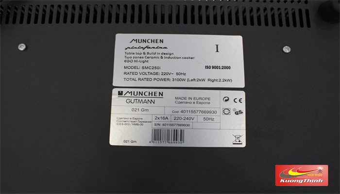 Hình ảnh thực bếp điện từ Munchen SMC 250I