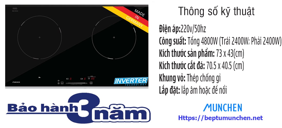 Thông số kỹ thuật bếp từ Munchen GM6628s