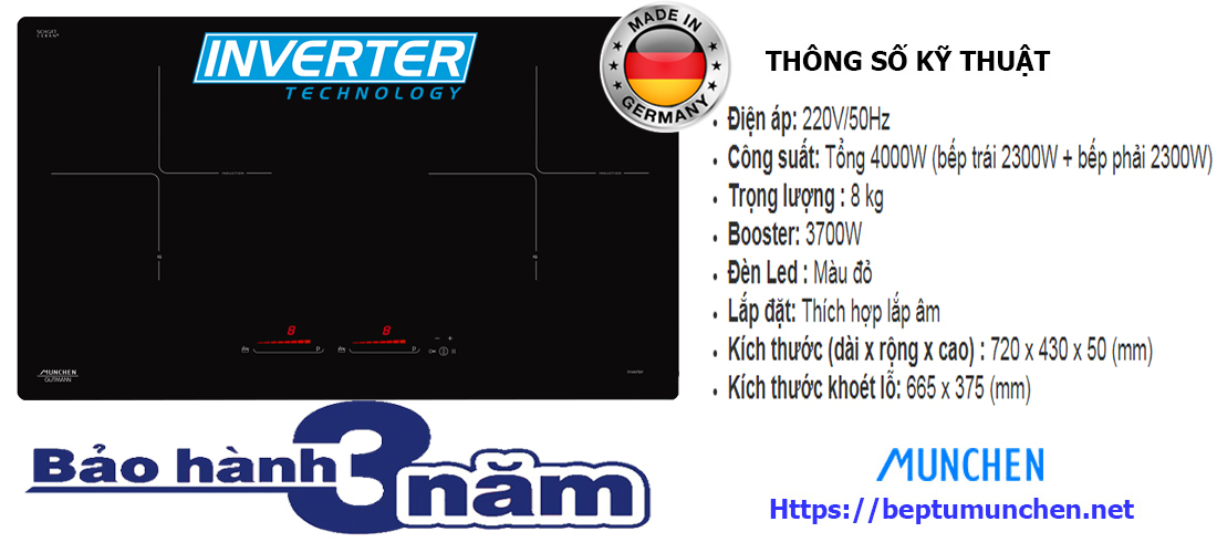 Thông số kỹ thuật bếp từ munchen Gm 8999