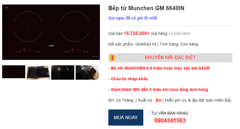 Đặt mua bếp từ Munchen GM6640 IN