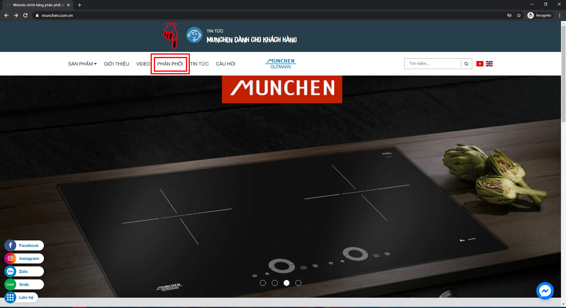 Website munchen phân phối bếp chính hãng