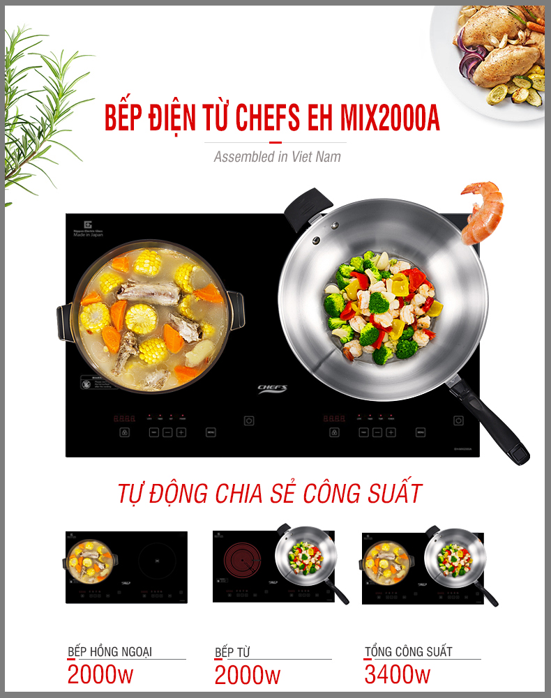 Top 3 mẫu bếp điện từ Chefs giá rẻ, đun nấu nhanh