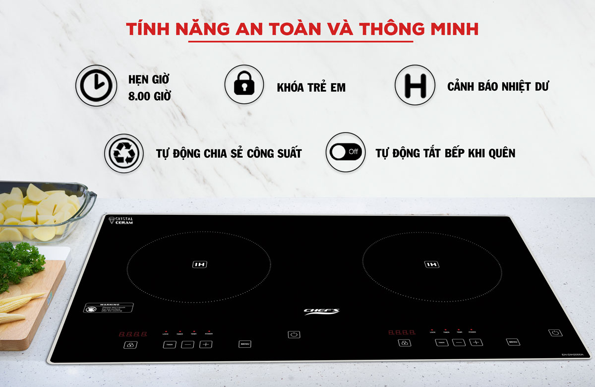 Bếp từ Chefs EH DIH2000A thông minh an toàn 