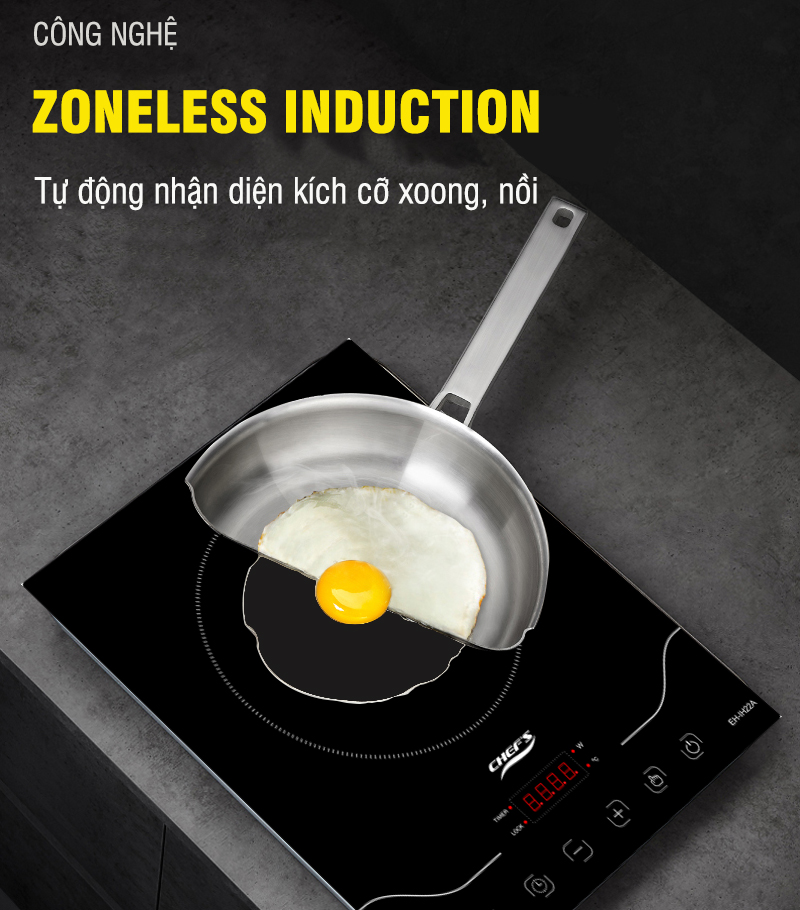 Công nghệ zoneless induction của bếp từ chefs EH IH22A