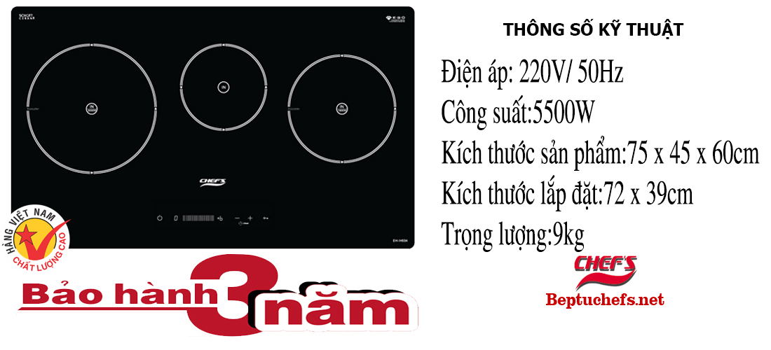 Thông số bếp từ Chefs EH IH534