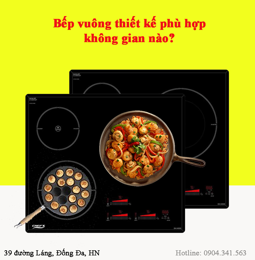 Bếp vuông thiết kế phù hợp với không gian nào?