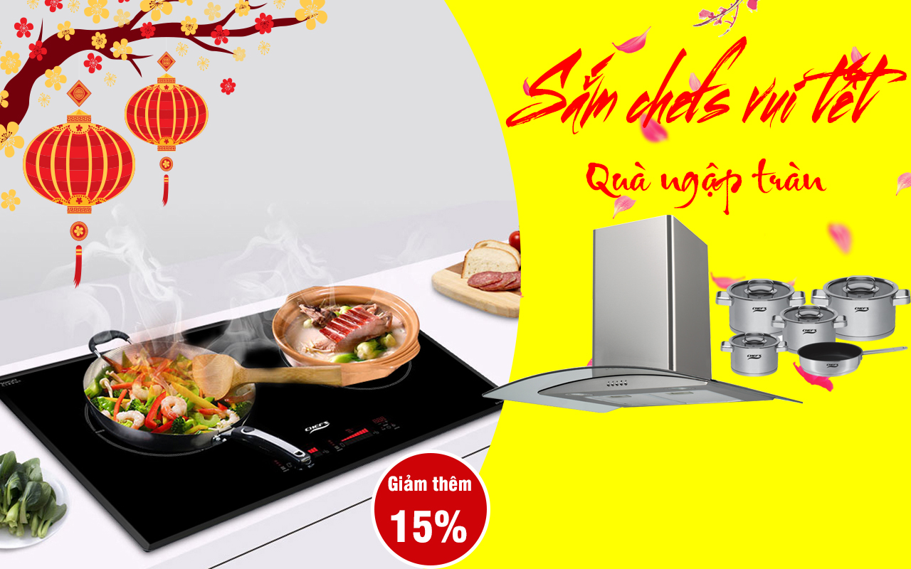 khuyen mai mua bếp từ chefs tặng máy hút mùi