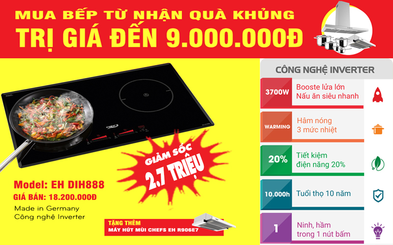 Khuyến mãi bếp từ chefs inverter dih888