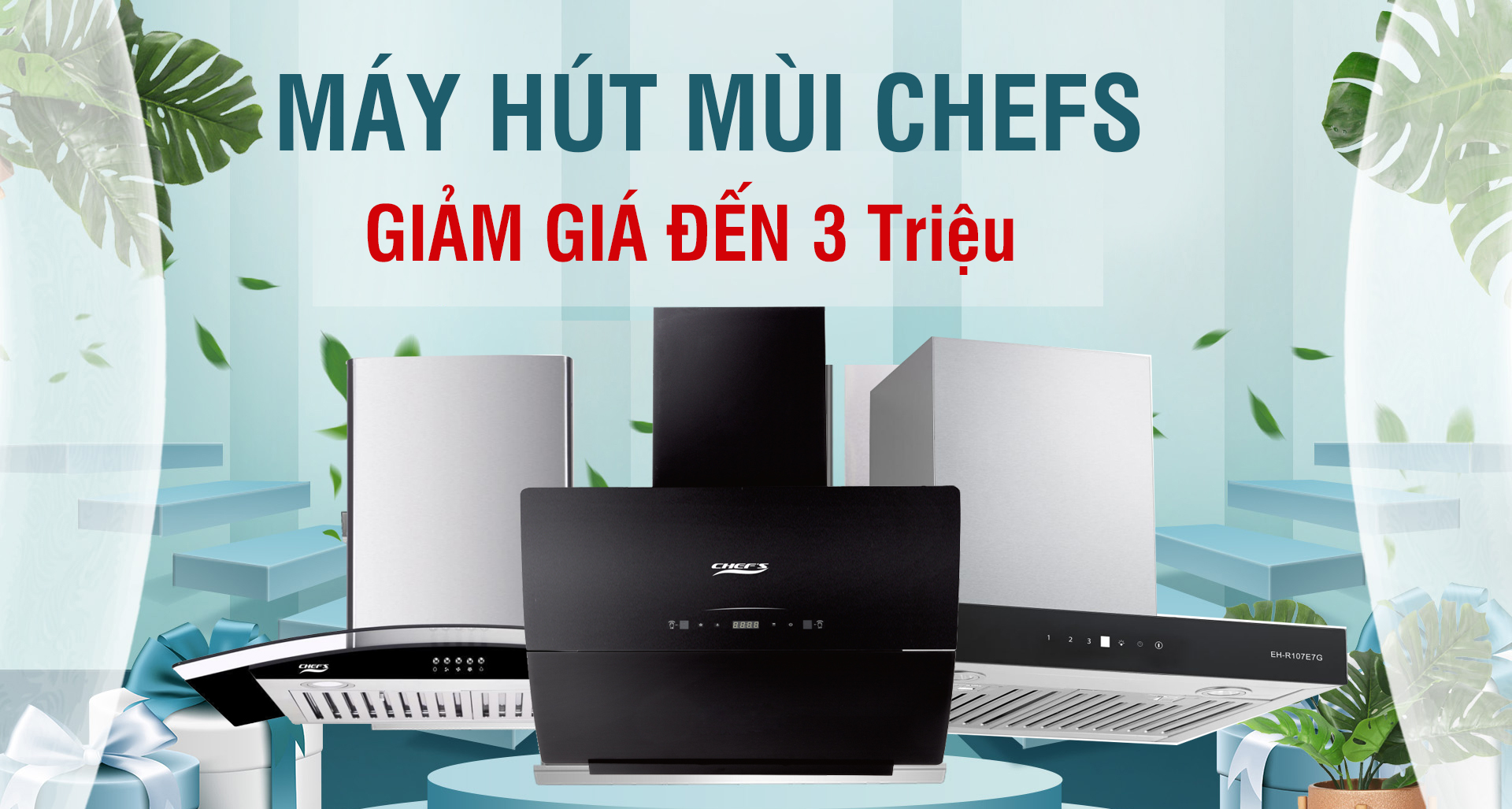 máy hút mùi chefs giảm giá đến 3 triệu