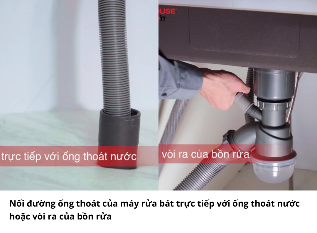 Đường cấp thoát nước của máy rửa bát lắp đặt thế nào?